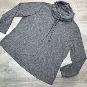 Balance Collection Womens Crowl Neck Pullover Sweatshirt Size 1X Drawstring Gray